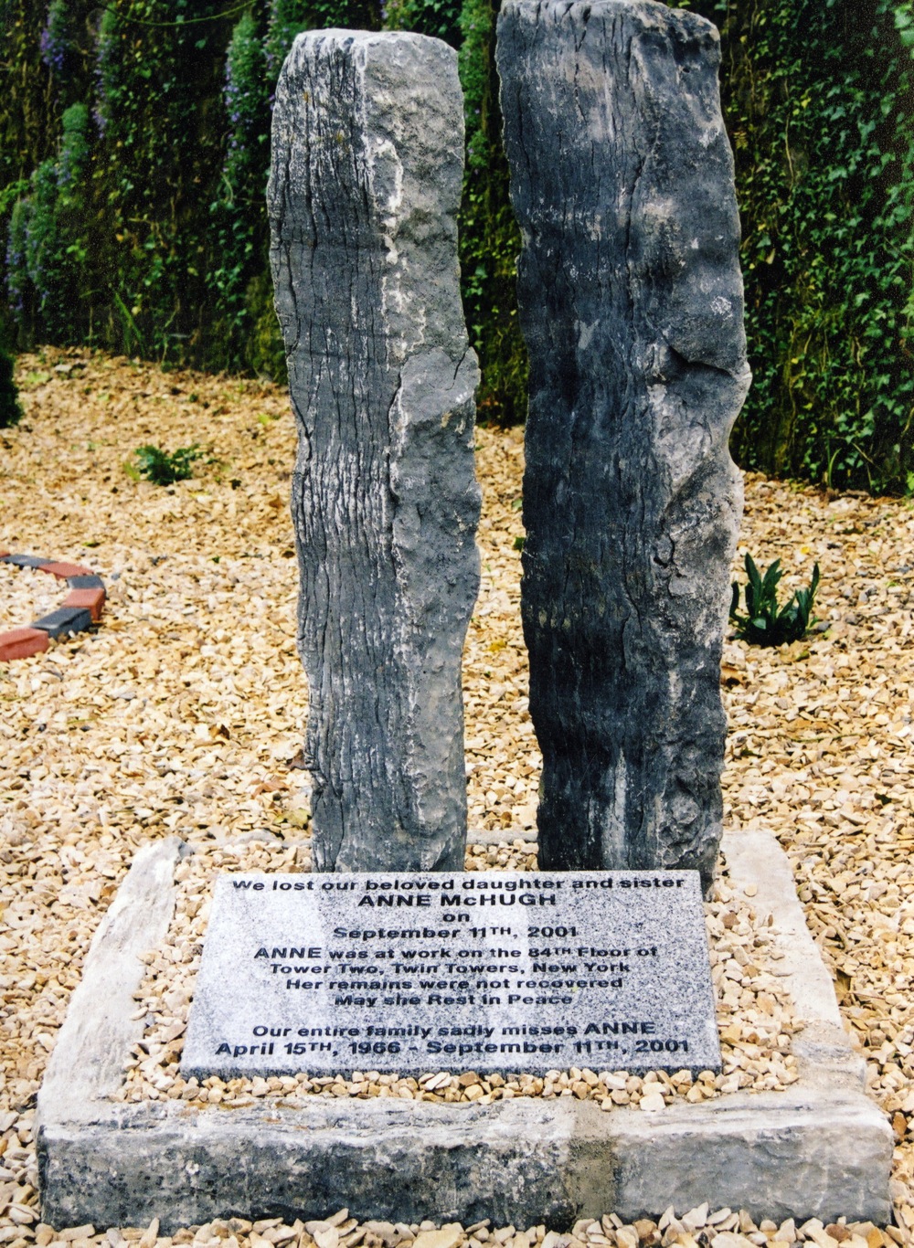 Memorial to Anne McHugh in her hometown of Tuam, Ireland