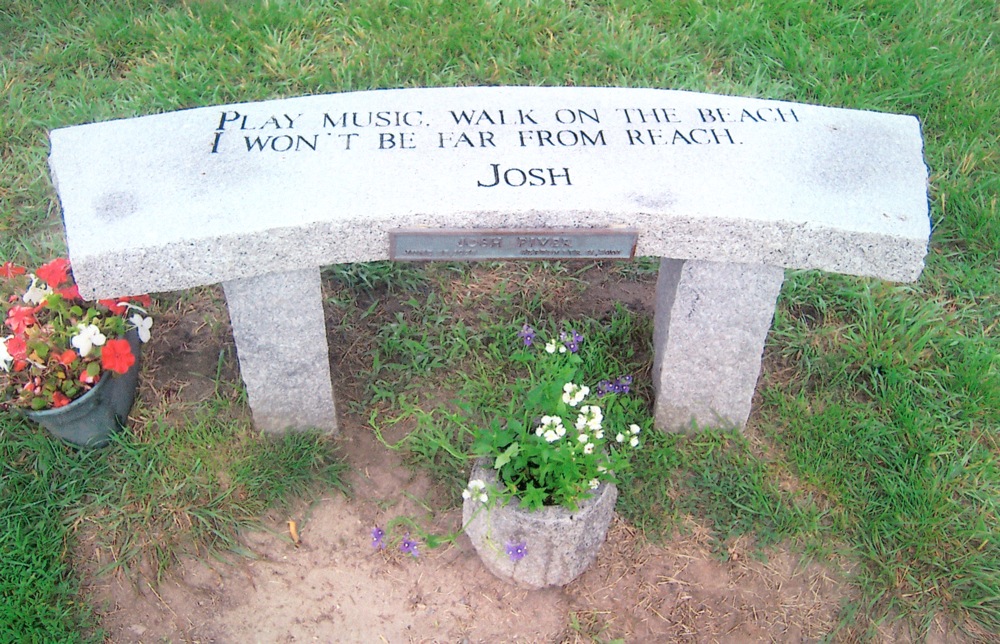 Memorial bench for Josh